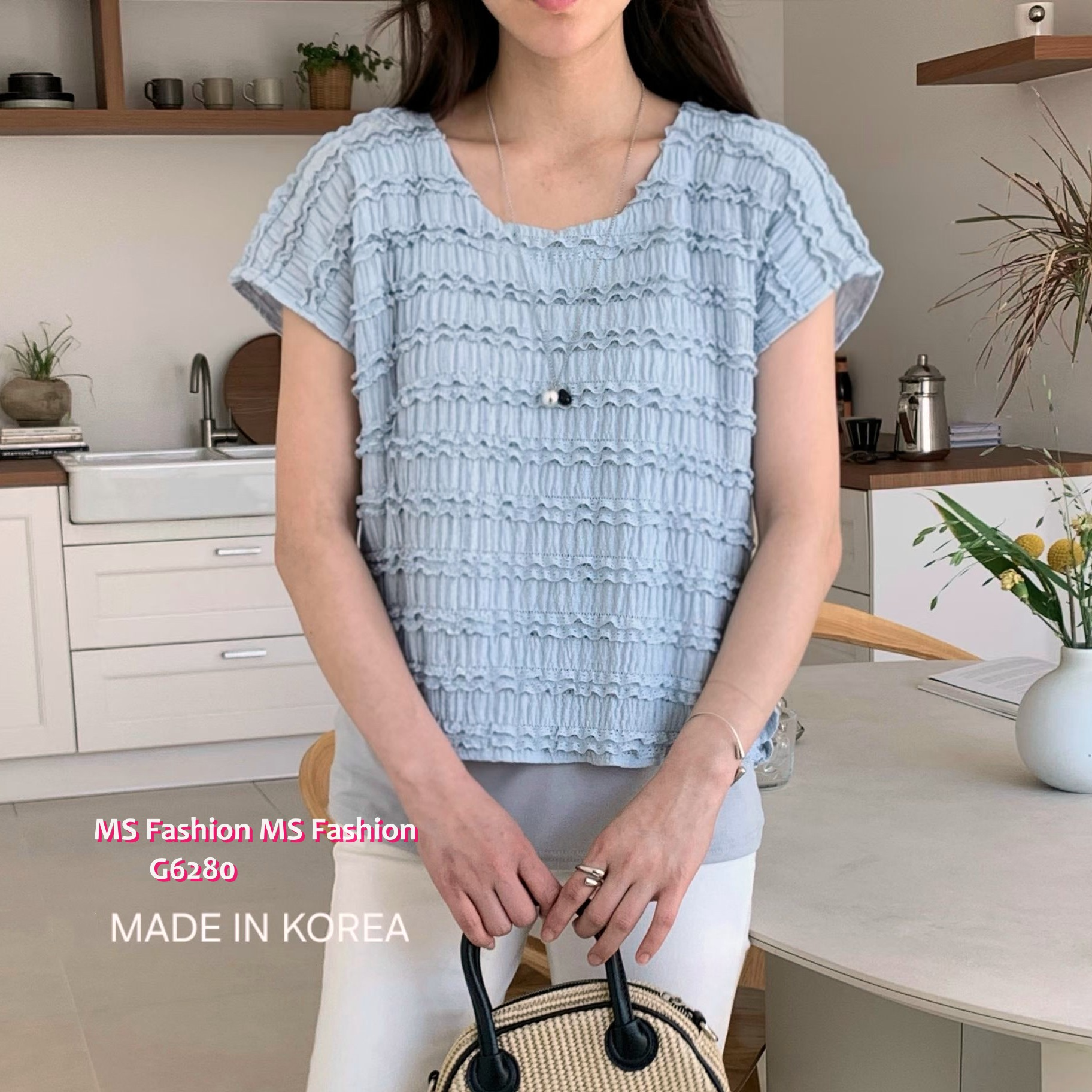 G6280 韓國🇰🇷壓紋假兩件top