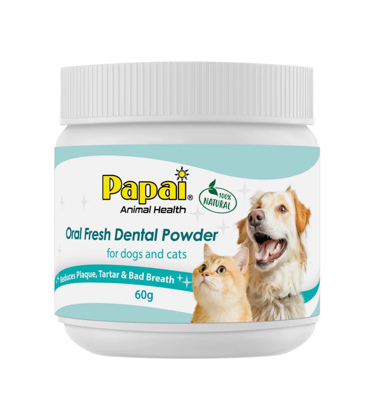 Papai 寵物口腔清新牙粉 – 適用於犬貓，減少牙菌斑、牙垢和口臭，60克
