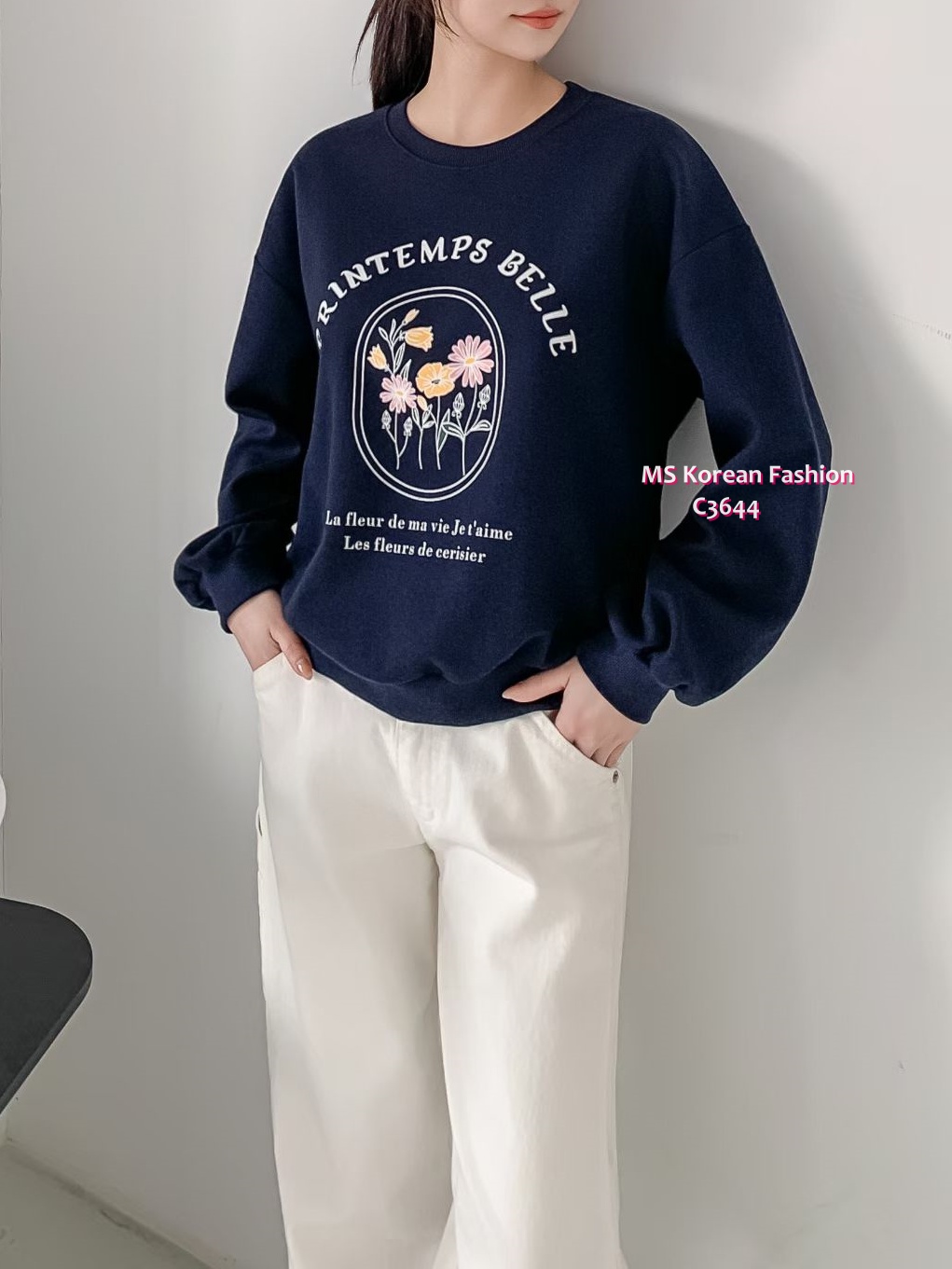 C3644 韓國🇰🇷靚色花花print衛衣