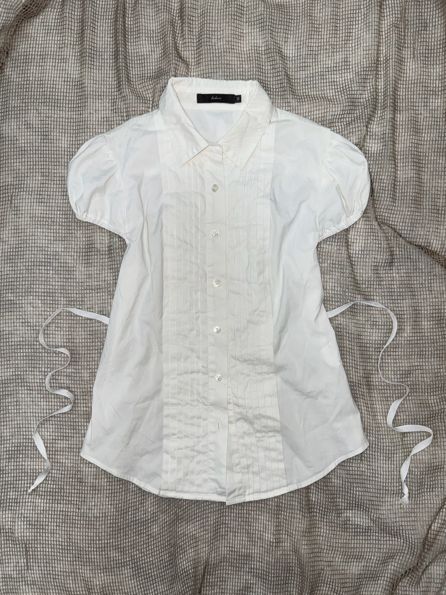 J-Fashion Bow Cami x Puff Sleeve Blouse Set