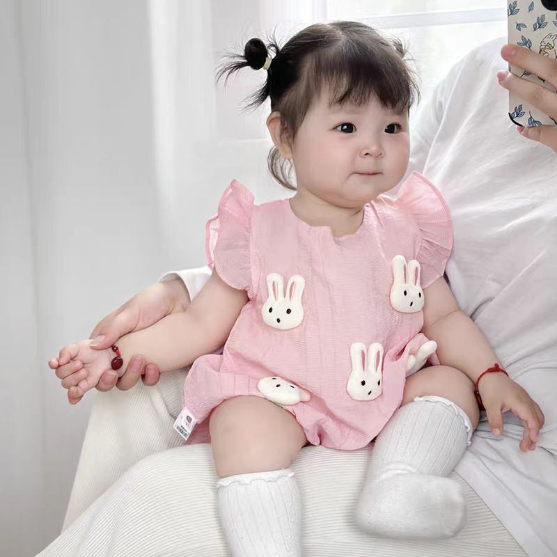 561241P | Adorable Pink Bunny Romper for Baby Girls