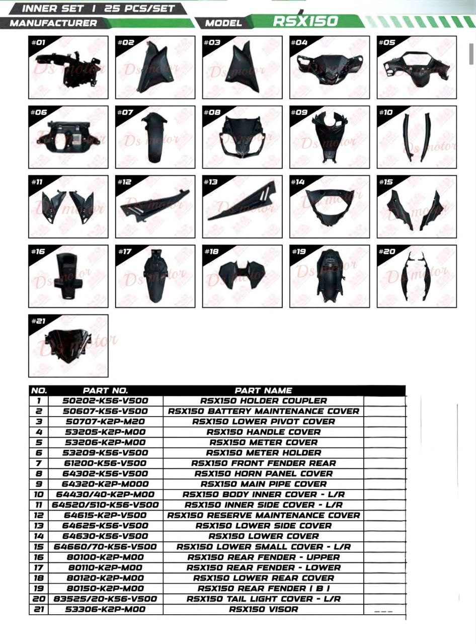 RSX150 Non Colour Inner Cover Part