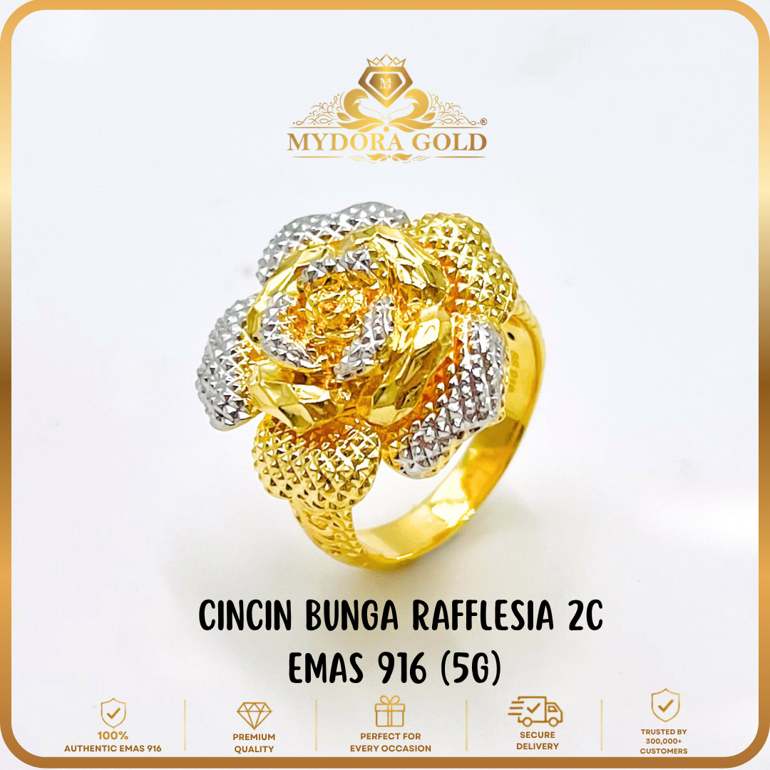 MYDORA Cincin Bunga Rafflesia (5G) l EMAS 916/22K