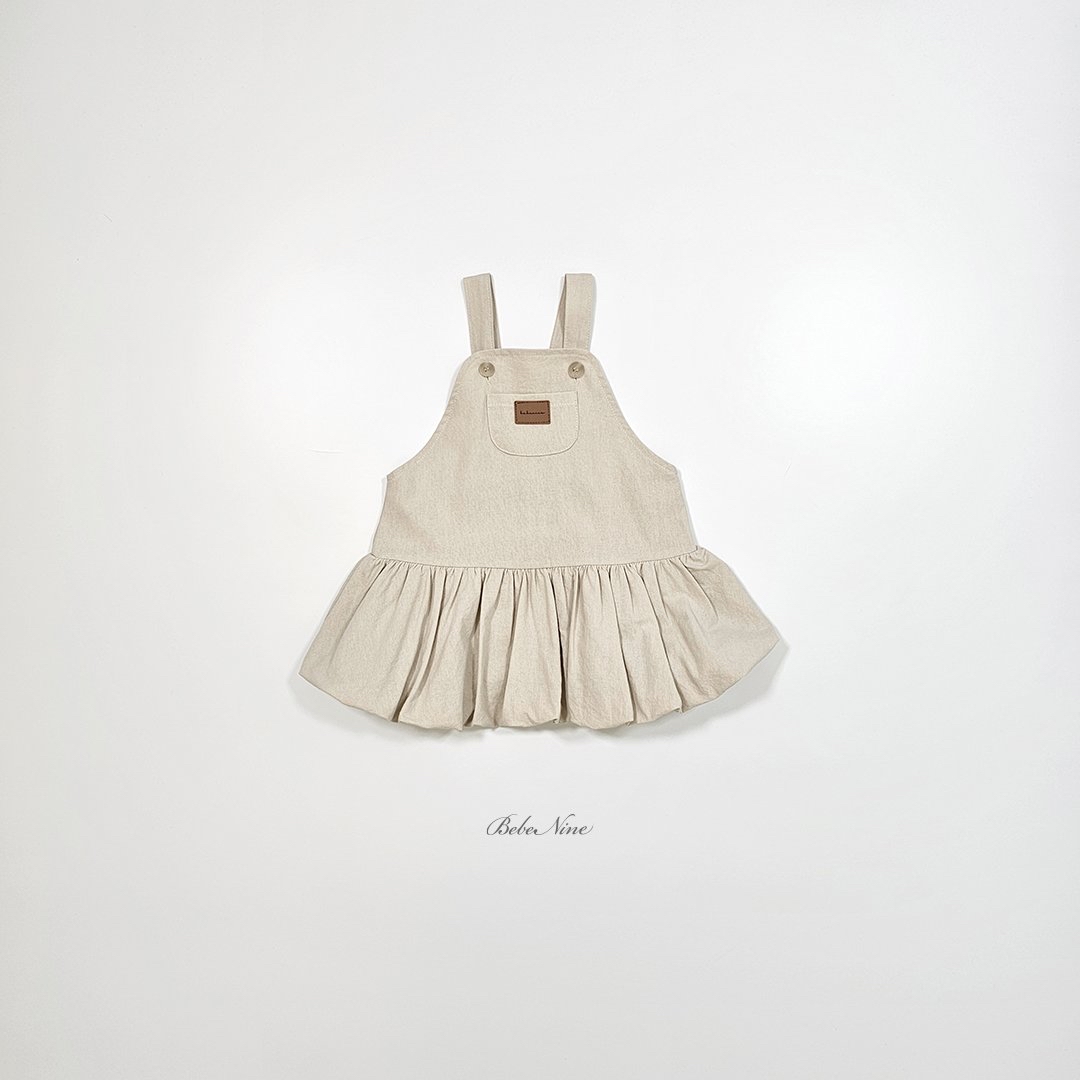 ☀️預訂 韓國直送☀️🇰🇷Bebenine三色泡泡下擺口袋純棉吊帶連身裙