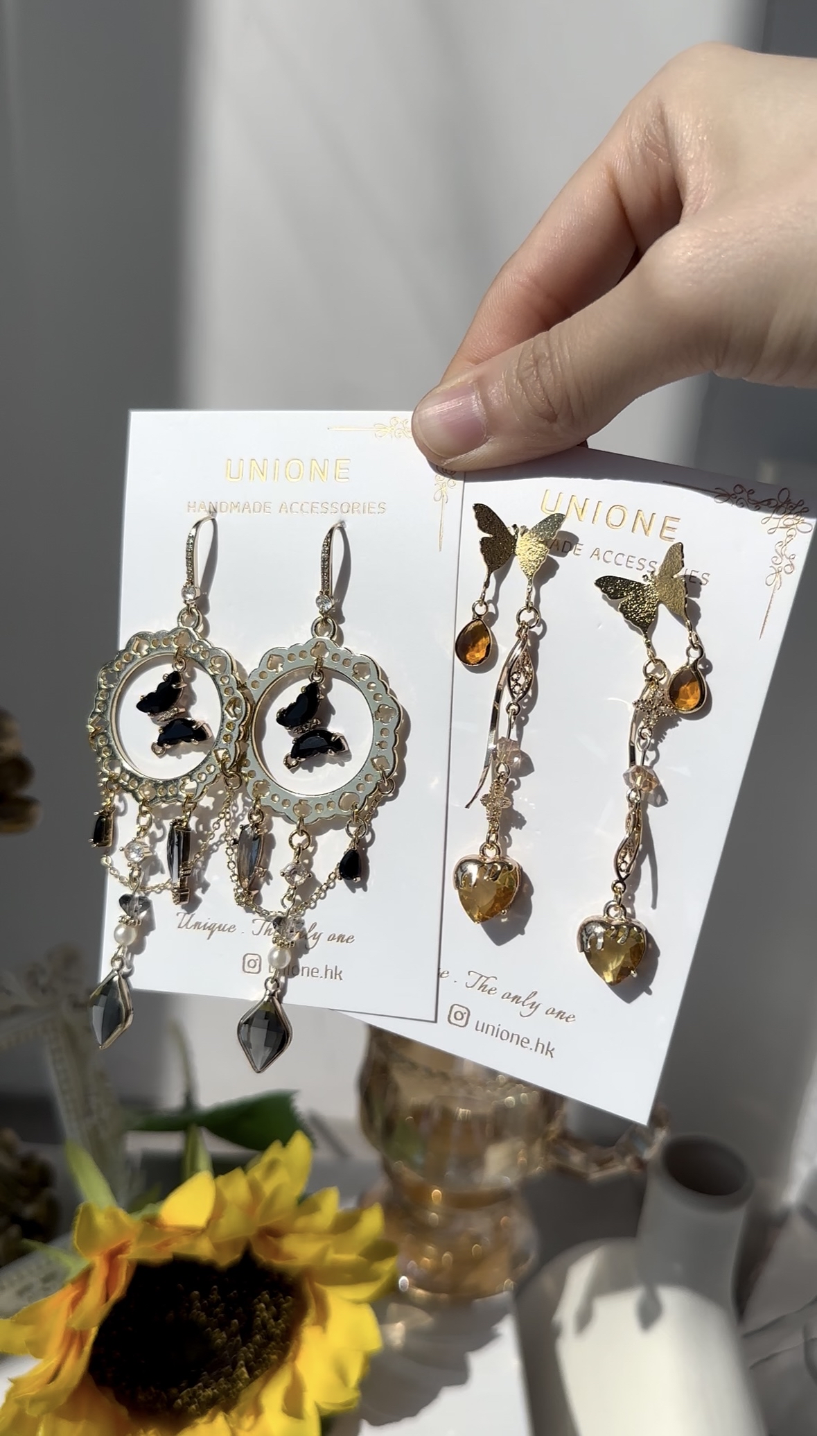 黑蝴蝶晶耳環🦋