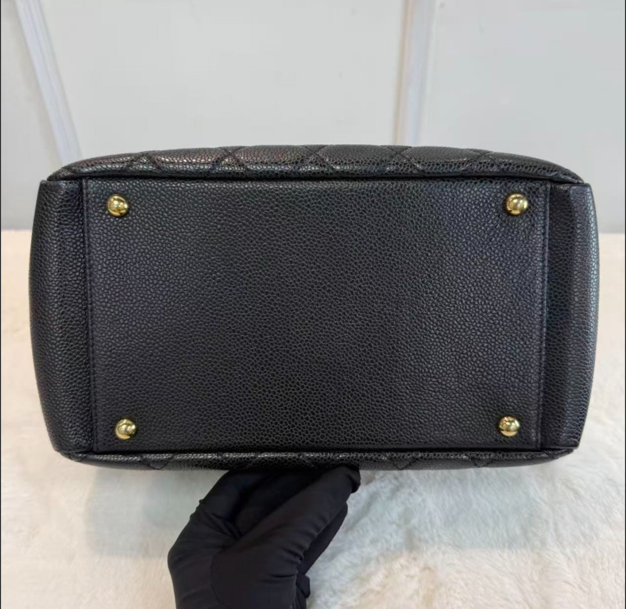 Chanel/香奈兒 黑金荔枝紋牛皮PPT托特包 經典菱格紋 大logo通勤百搭 大容量購物袋 女款 