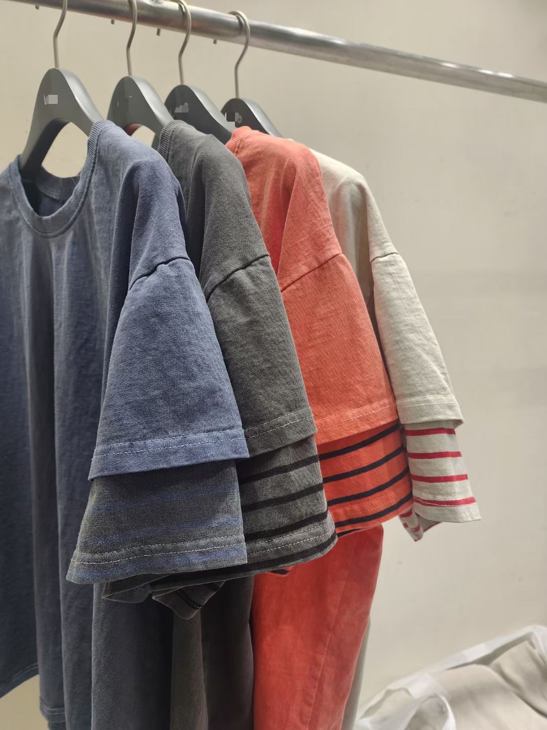 SS2611 文青條紋袖寬鬆T