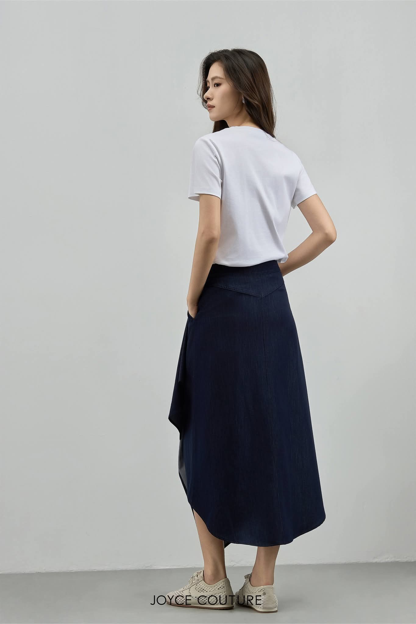 不对称按扣牛仔半裙 S0145