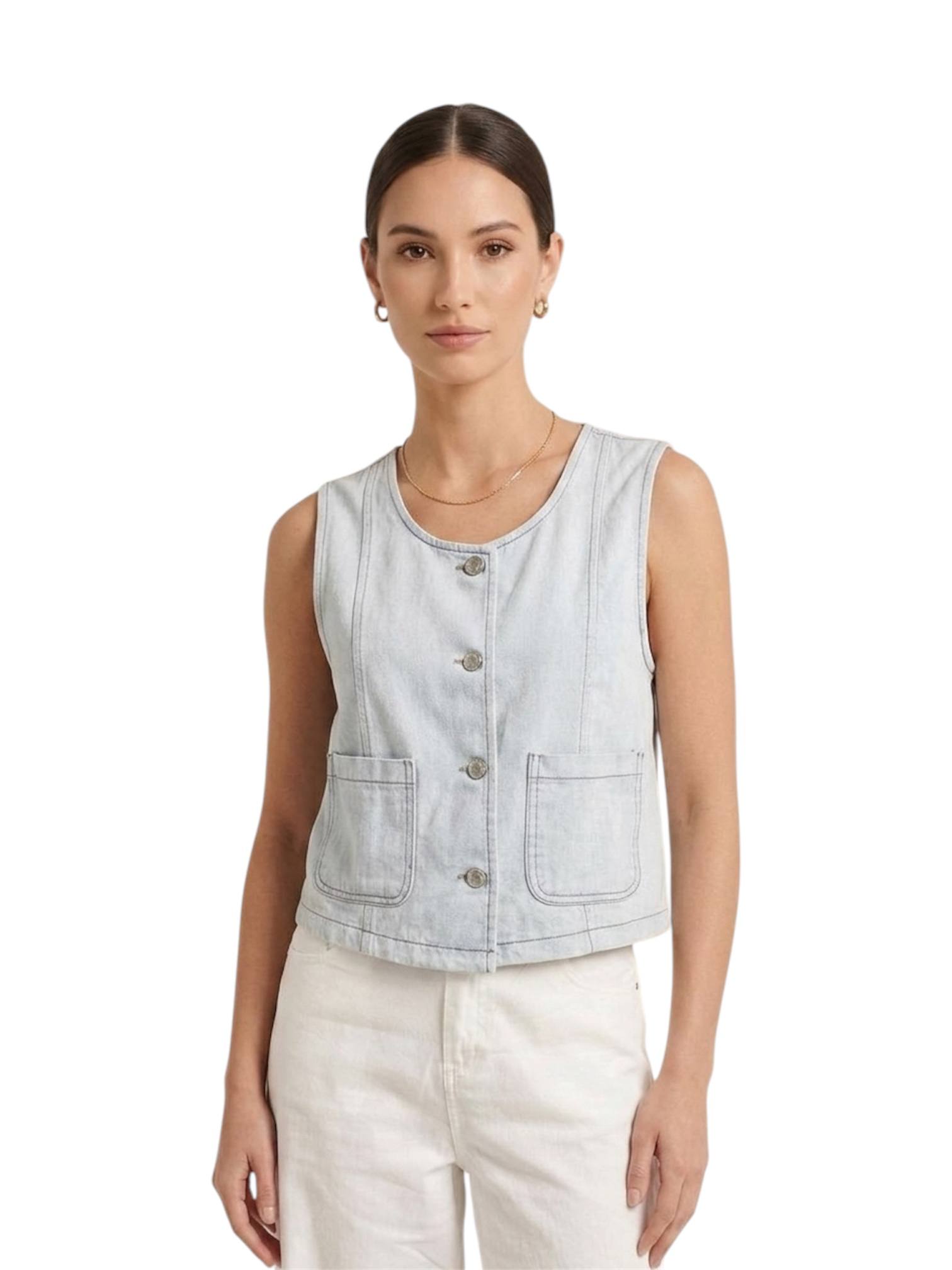 W2695 - Denim Sleeveless Top