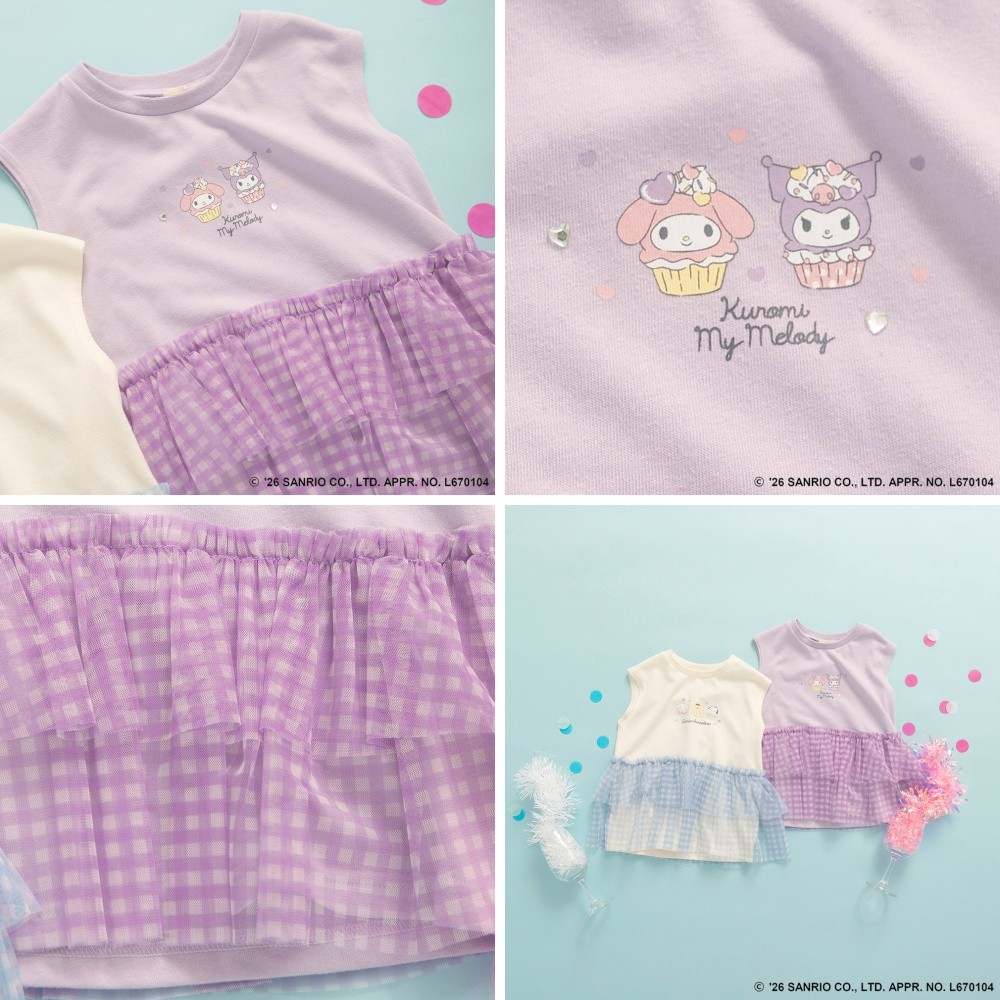 🆕【⭐訂購⭐】 🇯🇵日本直送 #Sanrio 水鑽圖案 薄紗層疊下擺上衣［2款選］ [ELGA-0072][260814]