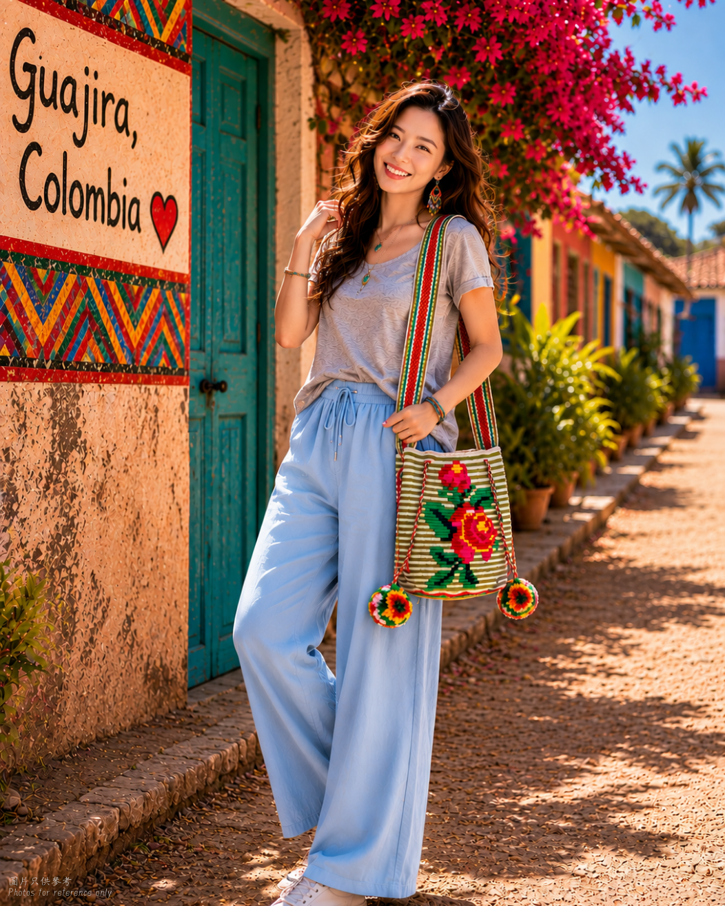 【背得起嘅藝術品】哥倫比亞正宗 Wayuu Mochila 手工民族編織袋  [預計 : 6月中至尾發貨] (PO-WY-GRNRED-F03)