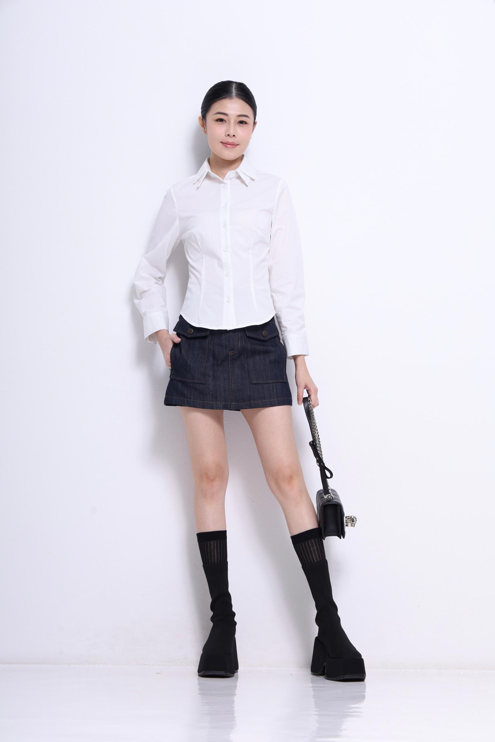 CB2708 DOUBLE LAPEL COLLAR SHIRT BLOUSE