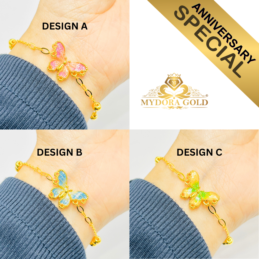 Anniversary Special: MYDORA Rantai Tangan Butterfly Series l EMAS 916/22K
