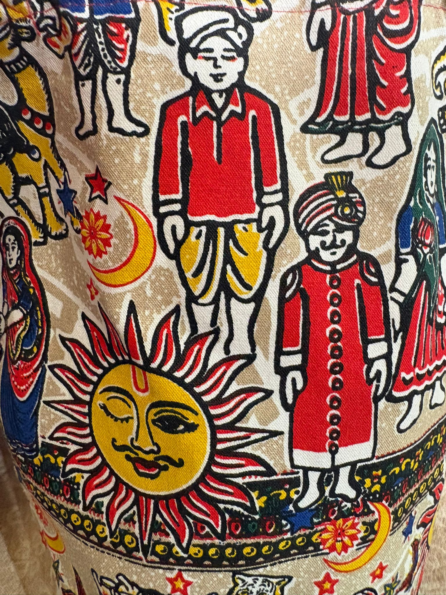 日本牌子Amina - 橙色埃及圖案印花手提水桶包