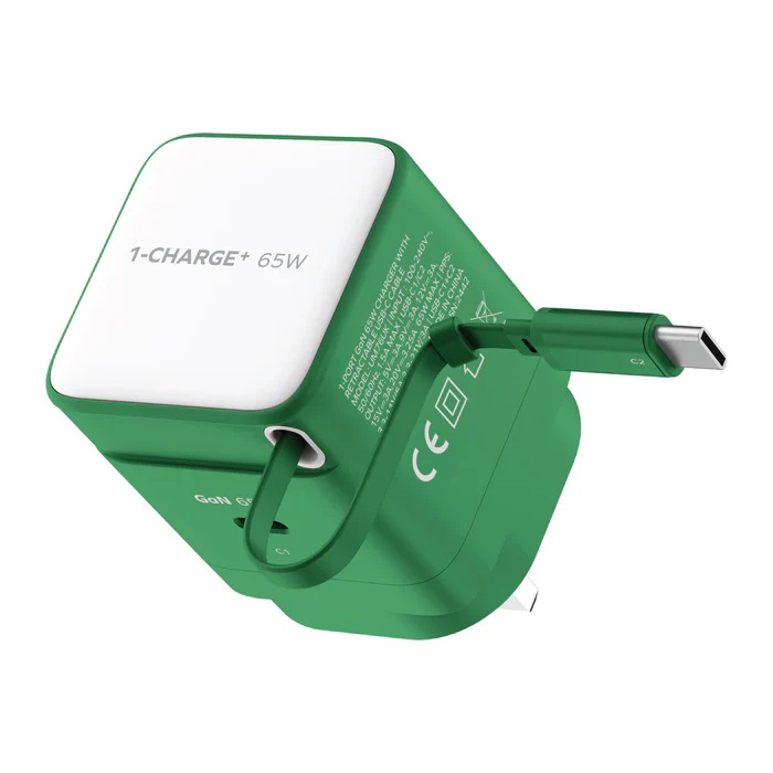 Momax 1-CHARGE+ 1 連接埠 GaN 65W 充電器，附可伸縮 USB-C線-UM76