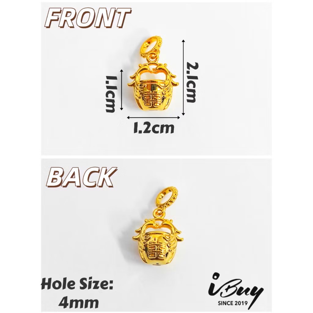 916 HARD GOLD WEDDING JOY ABACUS/ COMB/ SCISSORS/ MIRROR/ SHOE/ RUYI/ BASKET/ RULER CHARM BEAD 916 硬金  囍 算盘/ 梳子/ 剪刀/ 镜子/ 鞋子/ 如意/ 金斗/ 尺子串咀