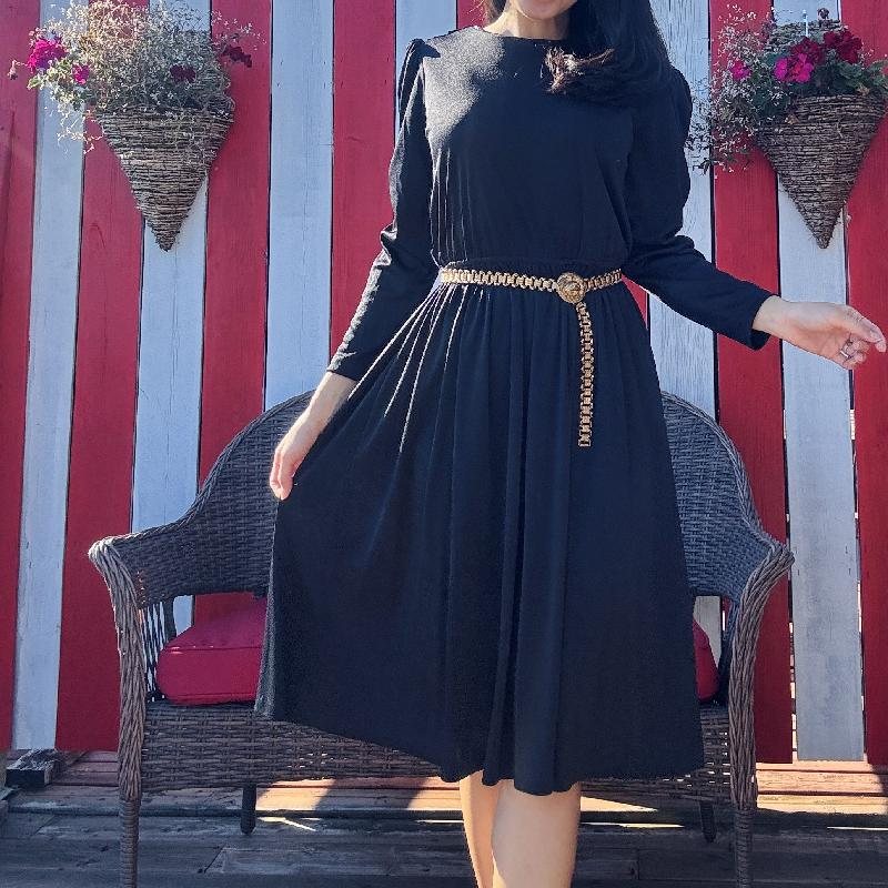 Vintage 1980s Little Black Dress with Back Drape Detail(MT2528)