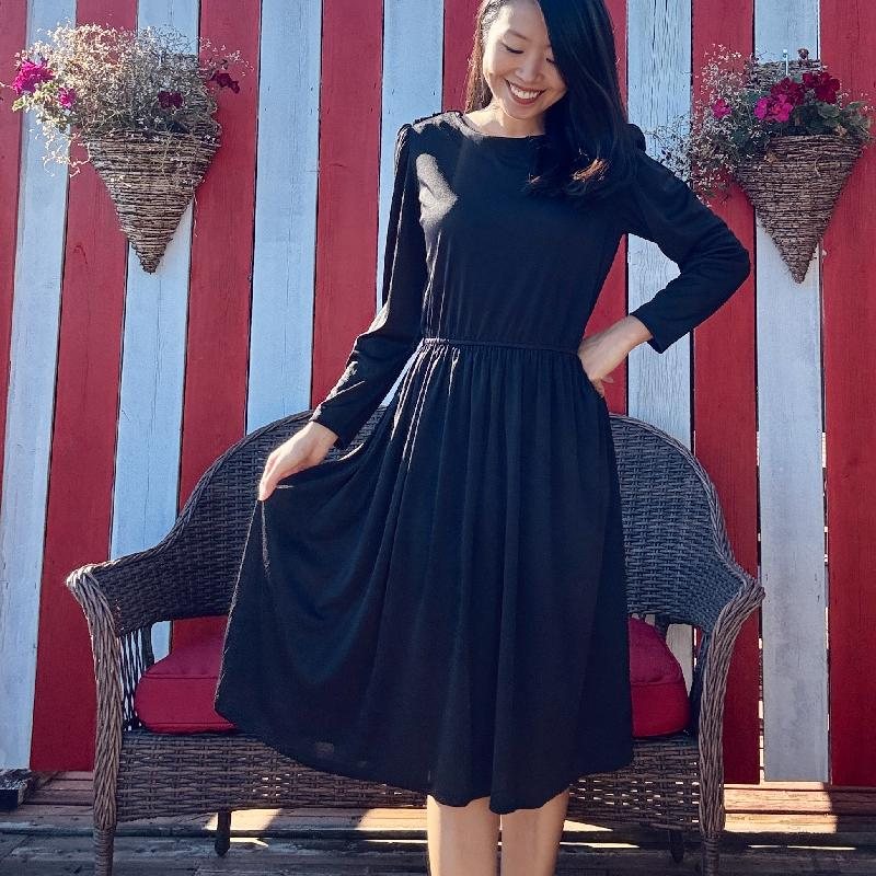 Vintage 1980s Little Black Dress with Back Drape Detail(MT2528)