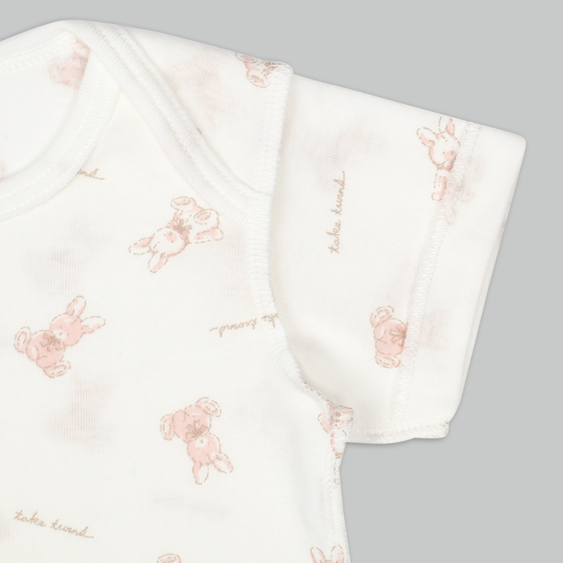 🇯🇵預訂 日本直送🇯🇵日本製小兔印花純棉短袖包屁衣兩件套