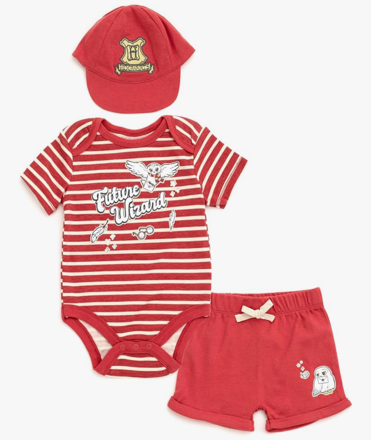 ☀️預訂 歐美直送☀️🇺🇸哈利波特系列貓頭鷹印花短袖包屁衣短褲三件套