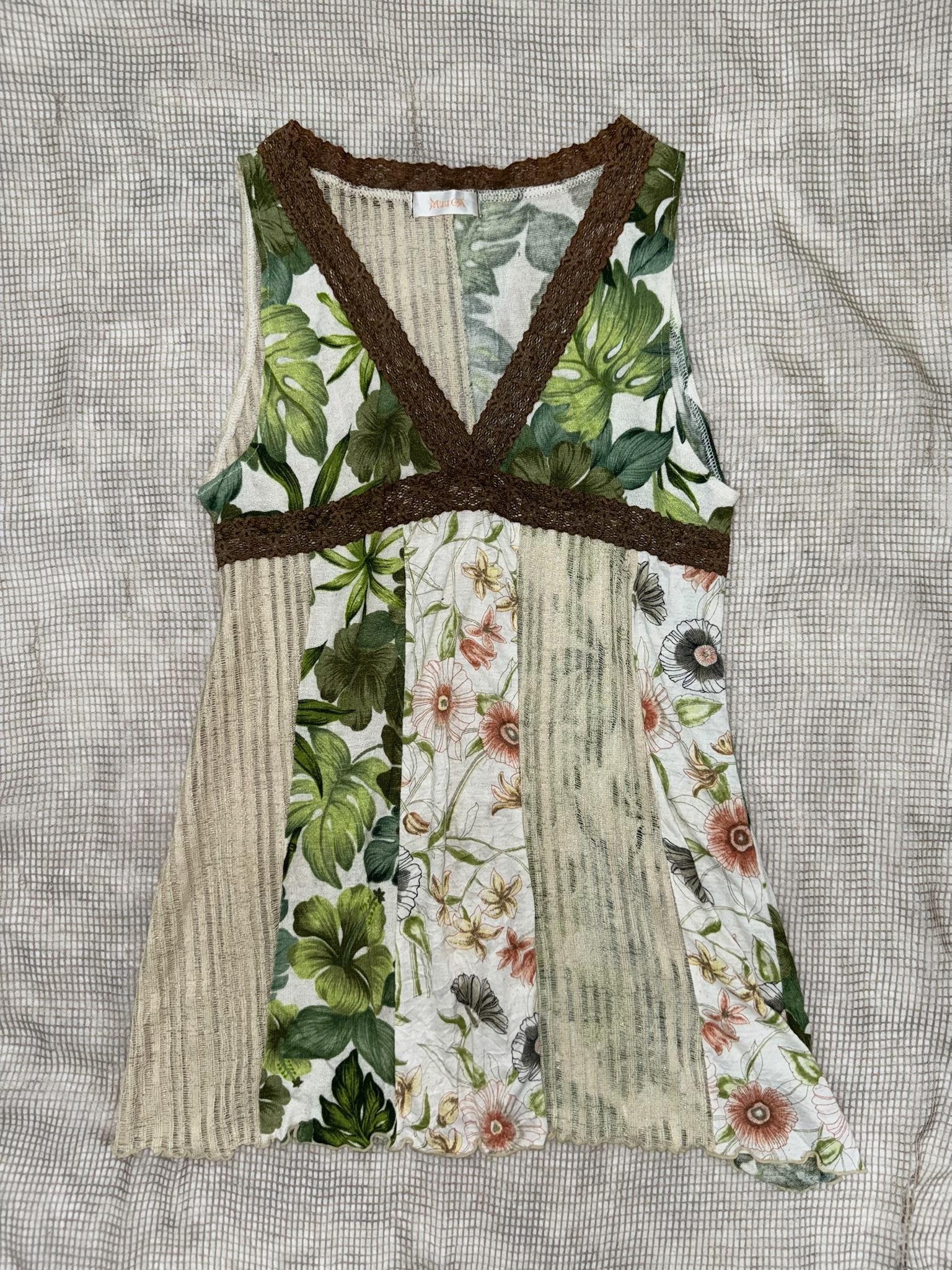 Boho Tropical Floral Patchwork Tank Top