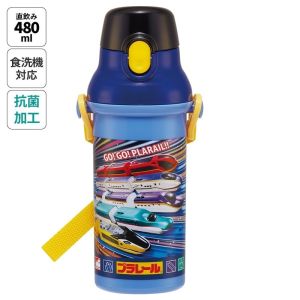 SKATER 彈蓋直飲水樽附背帶 480ml (新幹線)