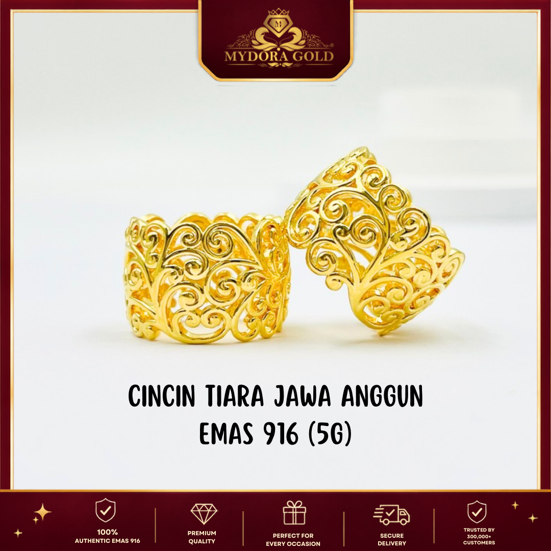 MYDORA Cincin Tiara Jawa Anggun (5G) l EMAS 916/22K