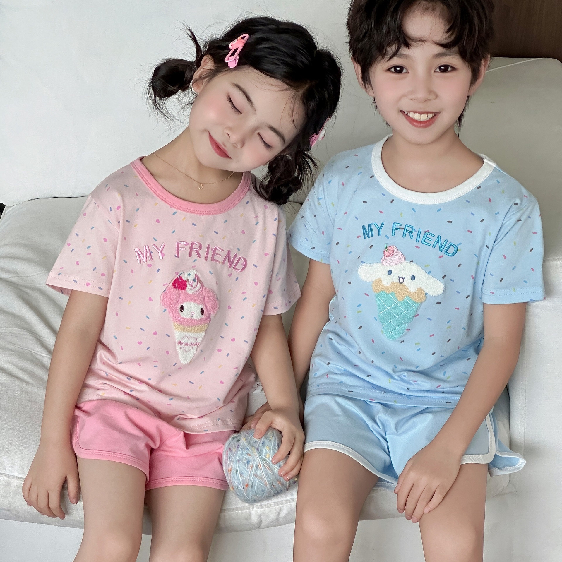 夏日新款刺繡卡通家居服