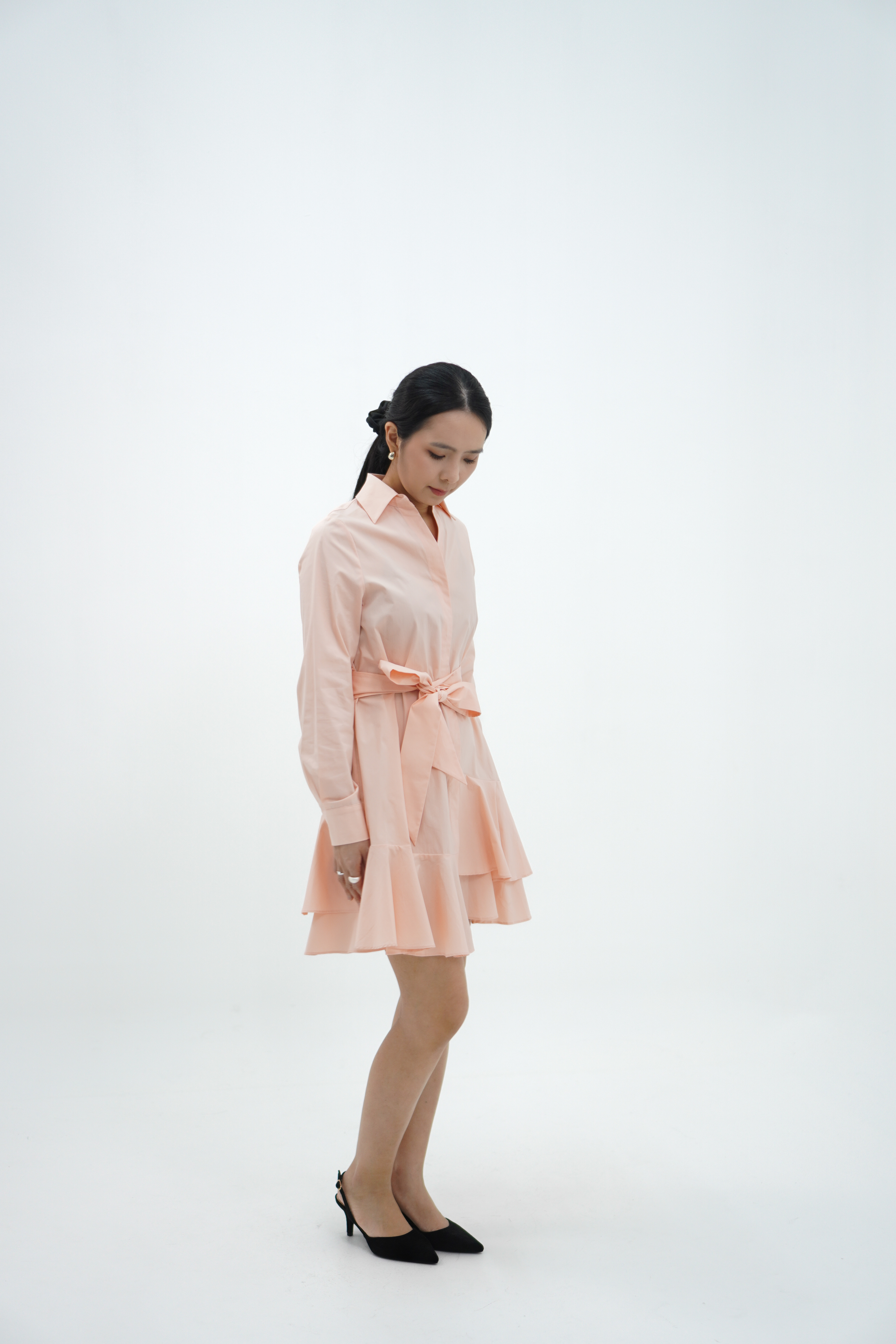 【设计师款】长袖层叠下摆连衣裙 Long Sleeve Dress with Ruffle Hem