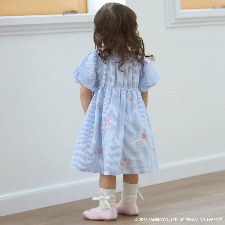🇯🇵預訂 日本直送🇯🇵Petit Main x Sanrio系列兩色人物花卉刺繡泡泡袖連身裙
