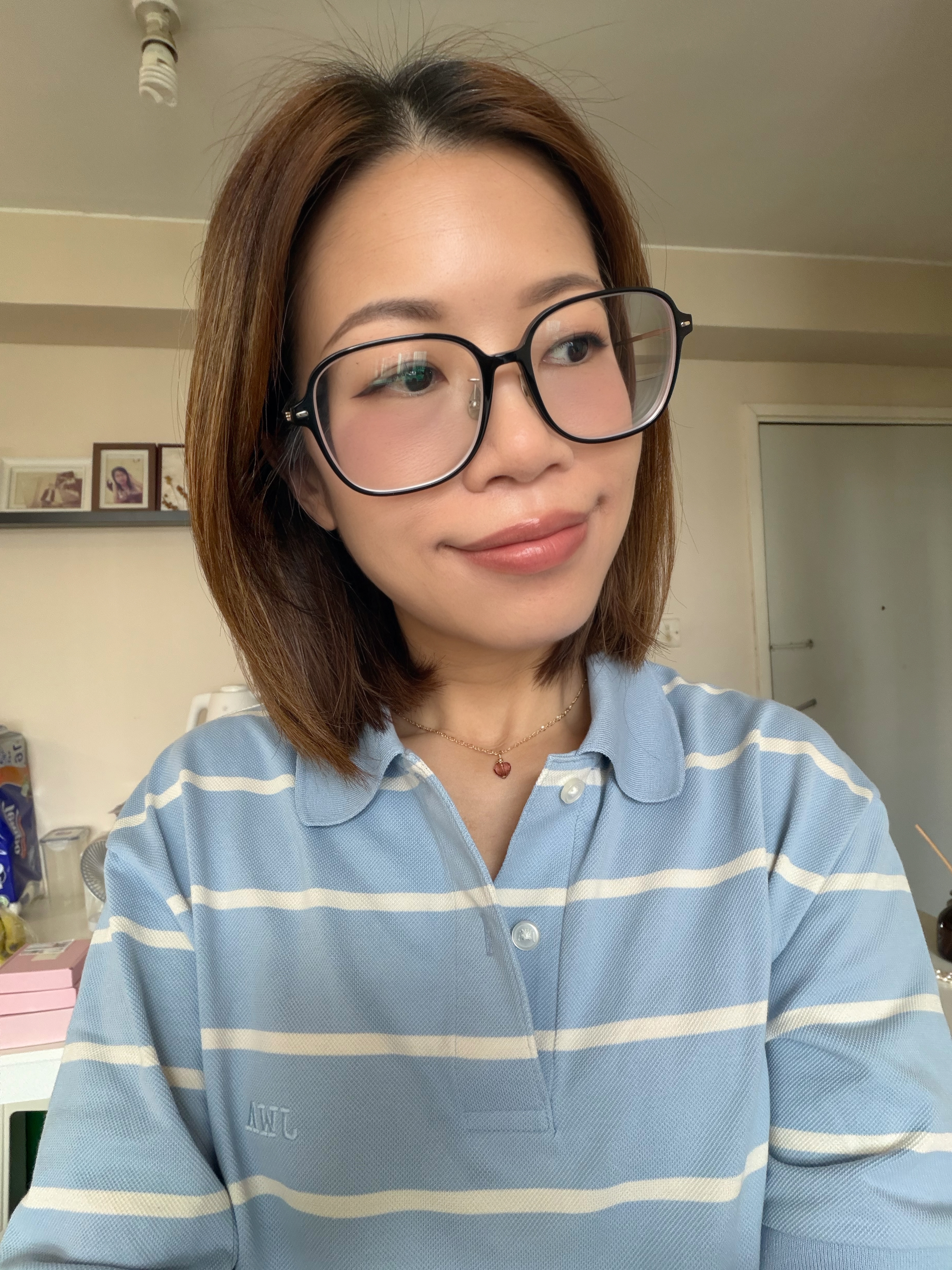 6MM心形水晶頸鍊/金色x古董玫瑰色 *預訂款