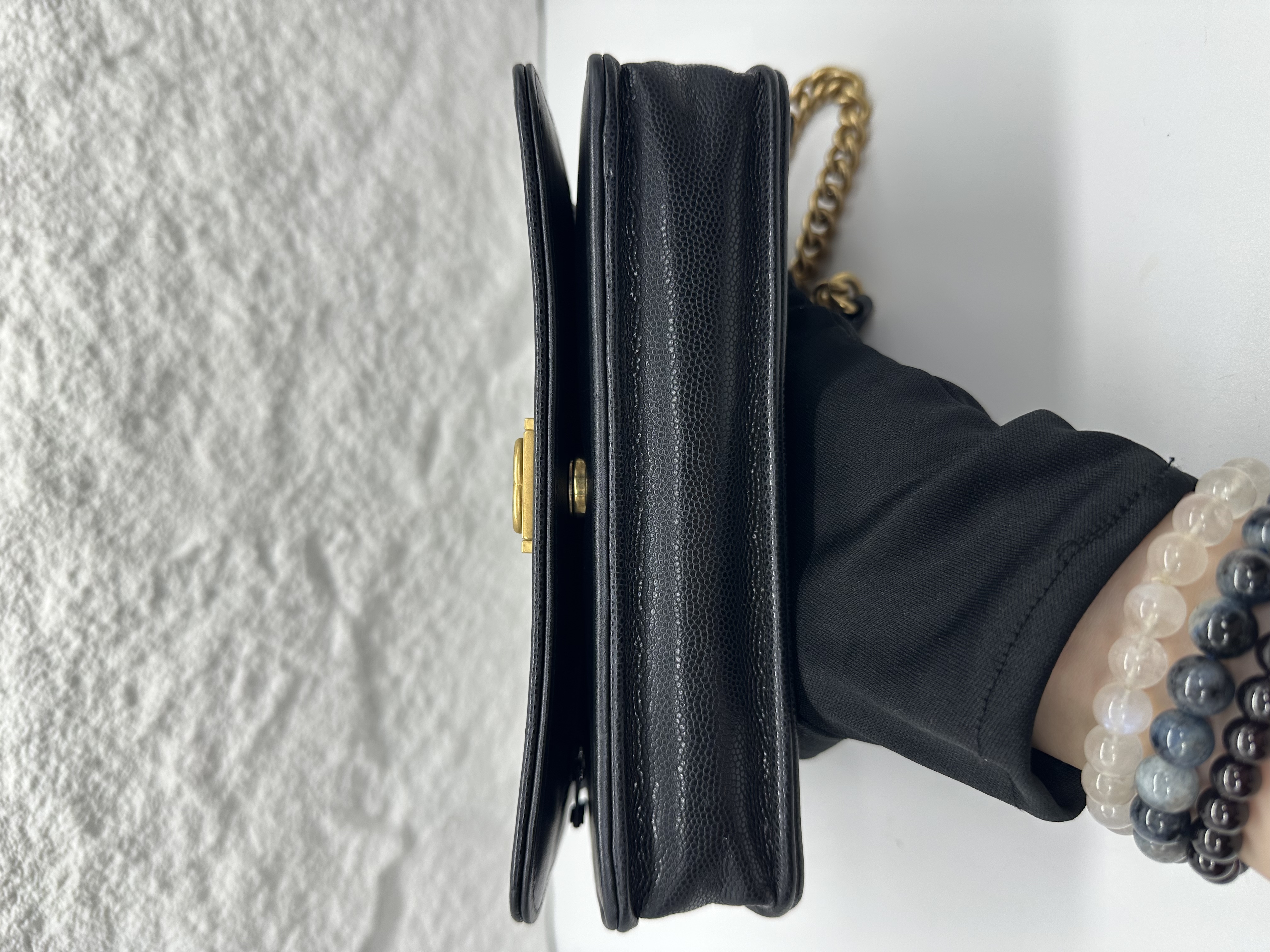 Pre-owned CHANEL Caviar Boy Wallet On Chain