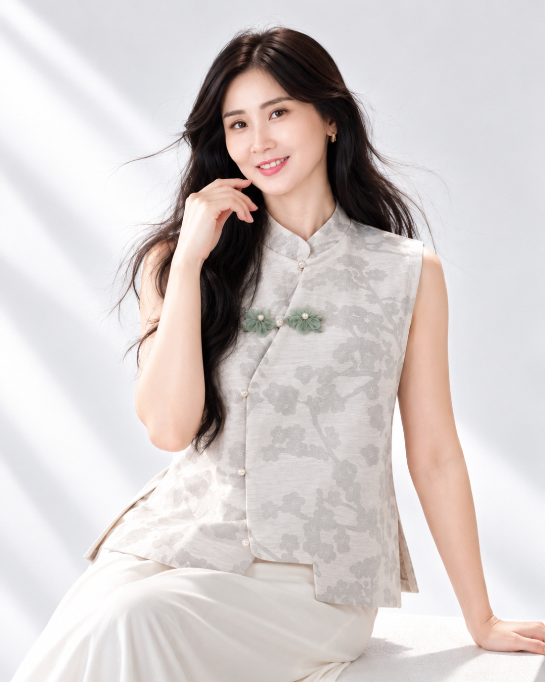5145 Celestine Jade Jacquard Qipao Vest