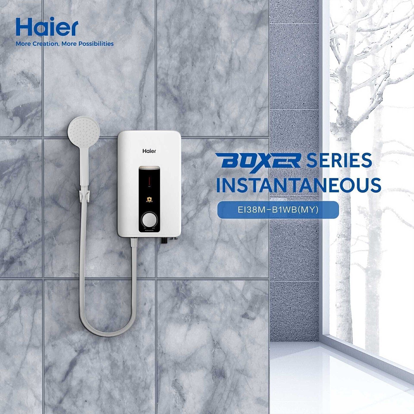 Haier 3.8kW DC Pump Water Heater Black (EI38M-B1WB)