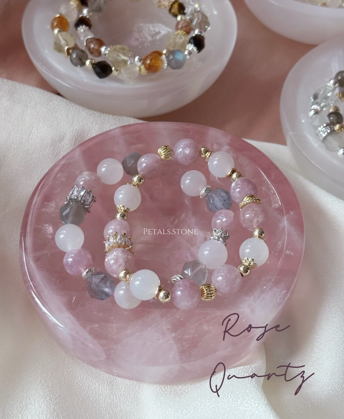 ☻Selenite Bowl ｜Rose Quartz Plate ♥
