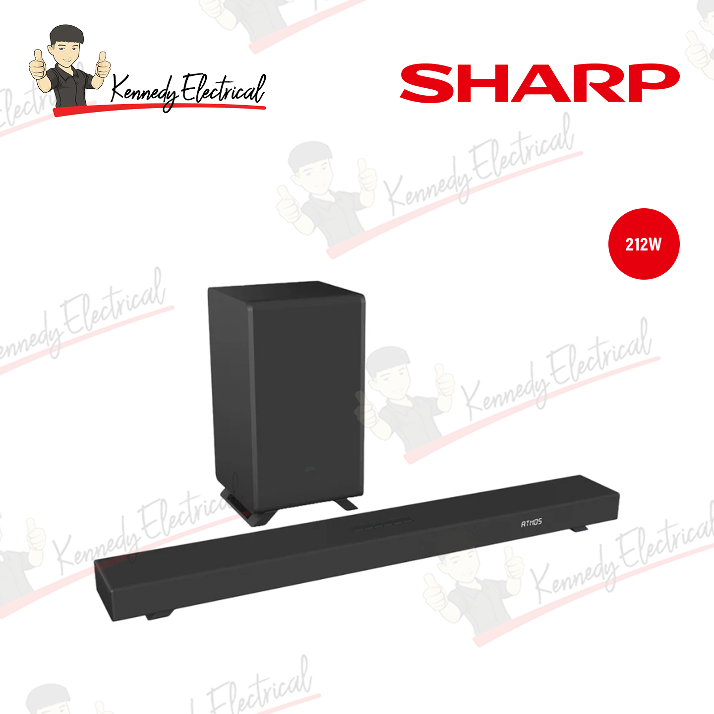 Sharp 5.1.2ch Dolby Atmos Wireless Subwoofer Soundbar (HTSBW55121)