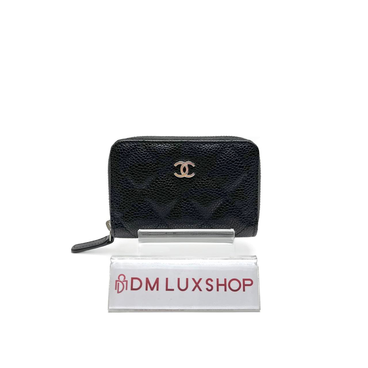 Chanel Black Caviar Classic Zipped Coin Purse SHW (Microchip)