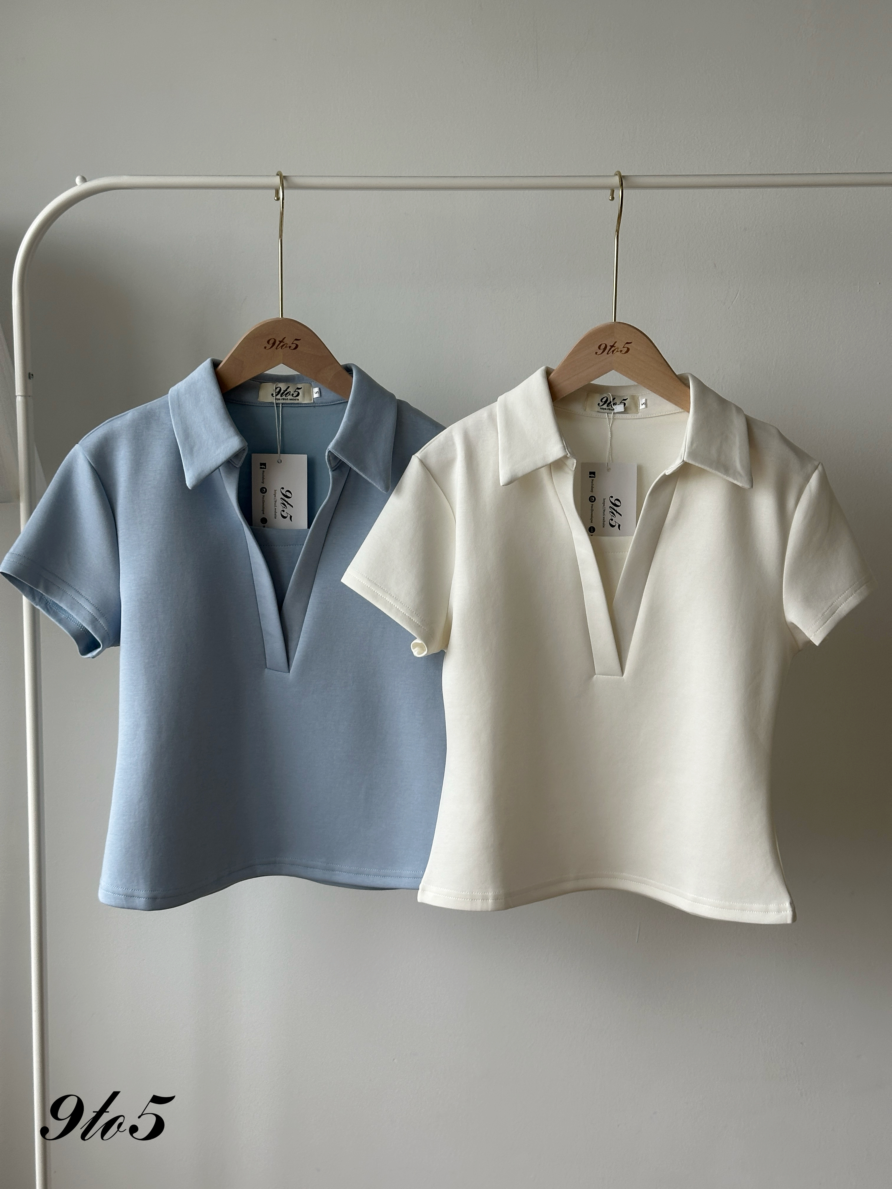 T4350 Fake Two-Pieces Polo Top - 4 Colors 