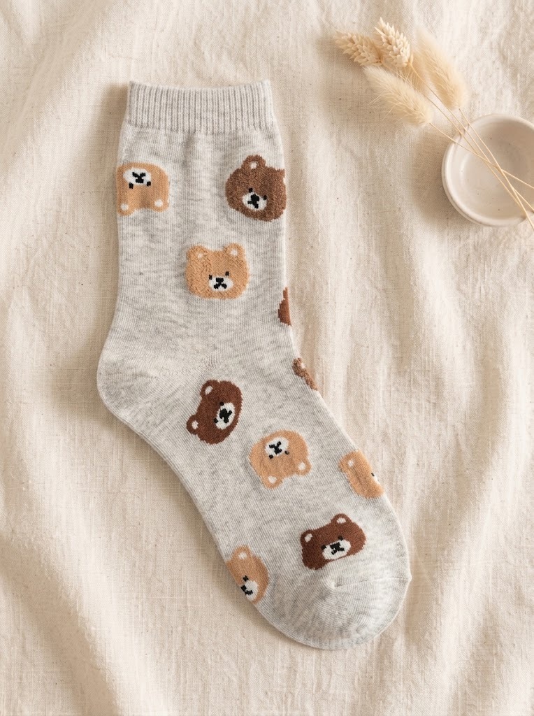 Korean Daily Animal Mid Crew Socks