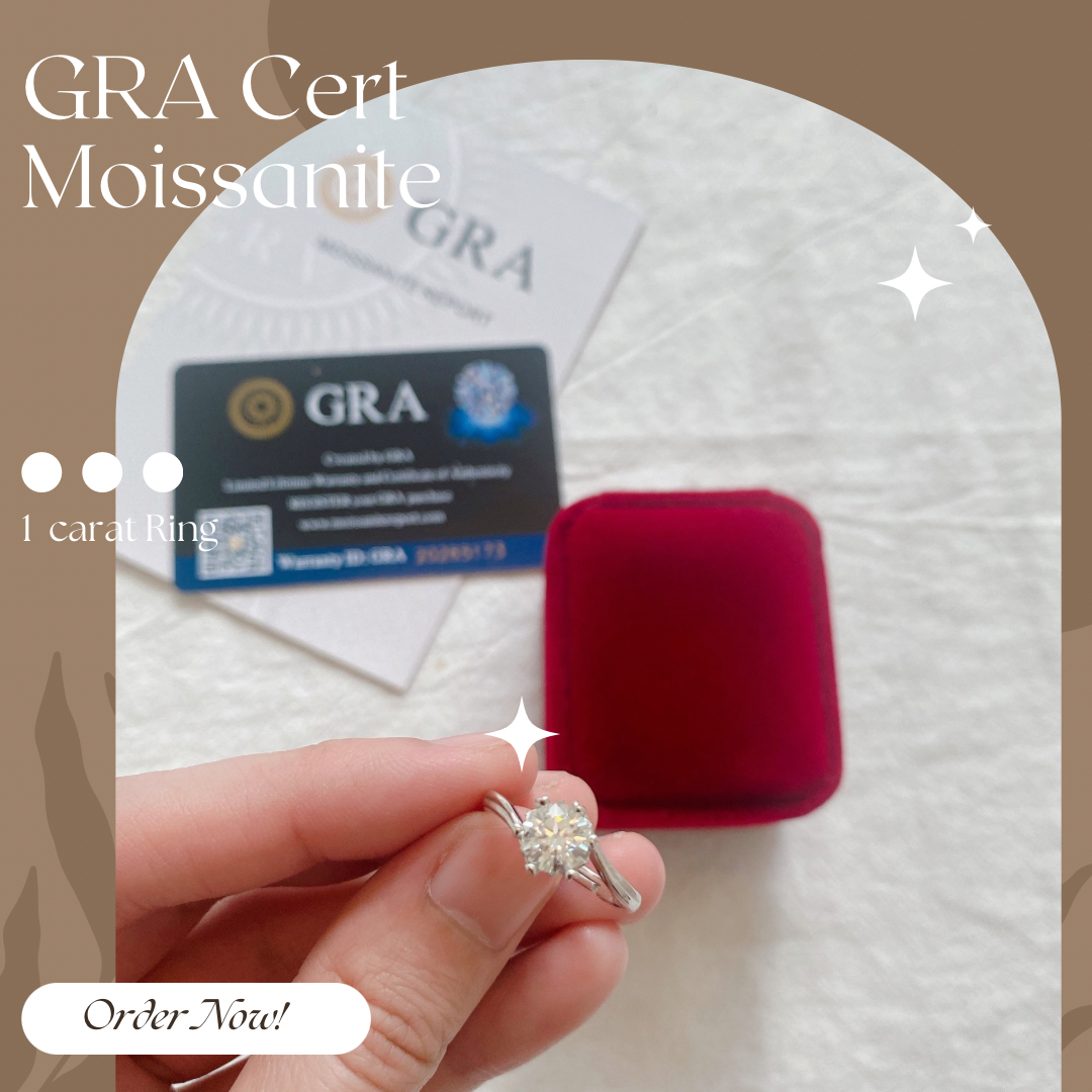 Moissanite Collection 1 carat Ring 029  【FREE size: Adjustable Ring】
