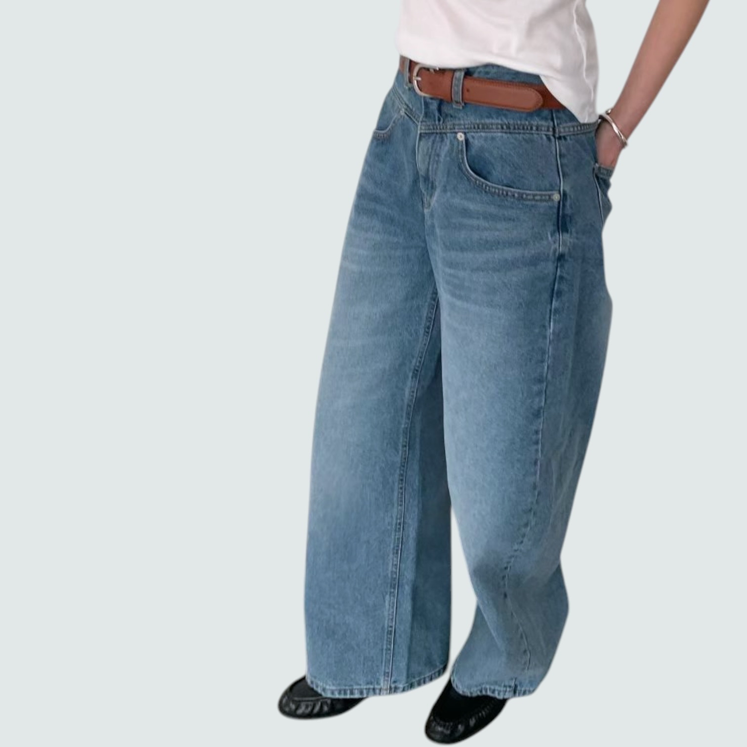 221030 洗水闊腳牛仔褲