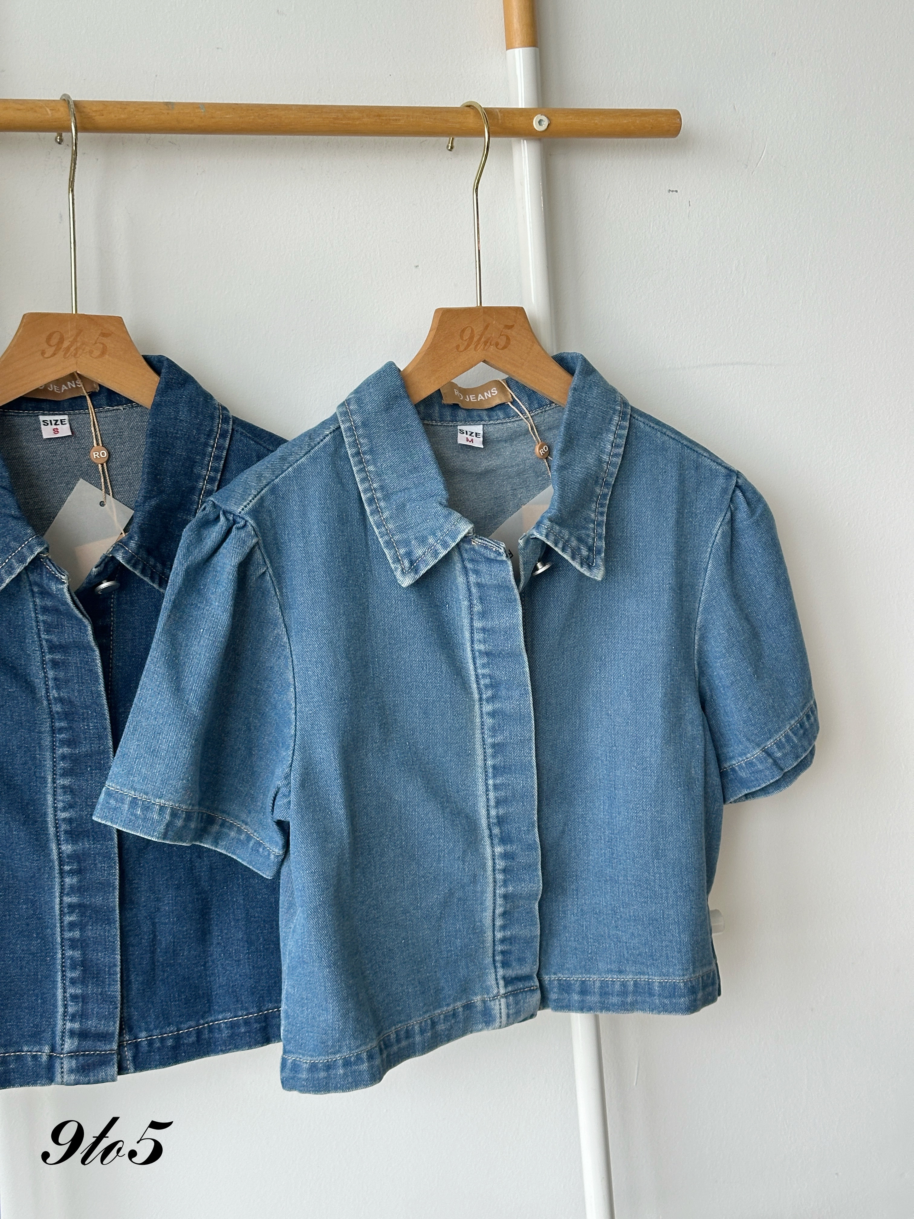 T4177 Puff Sleeve Denim Top - 3 Colors 