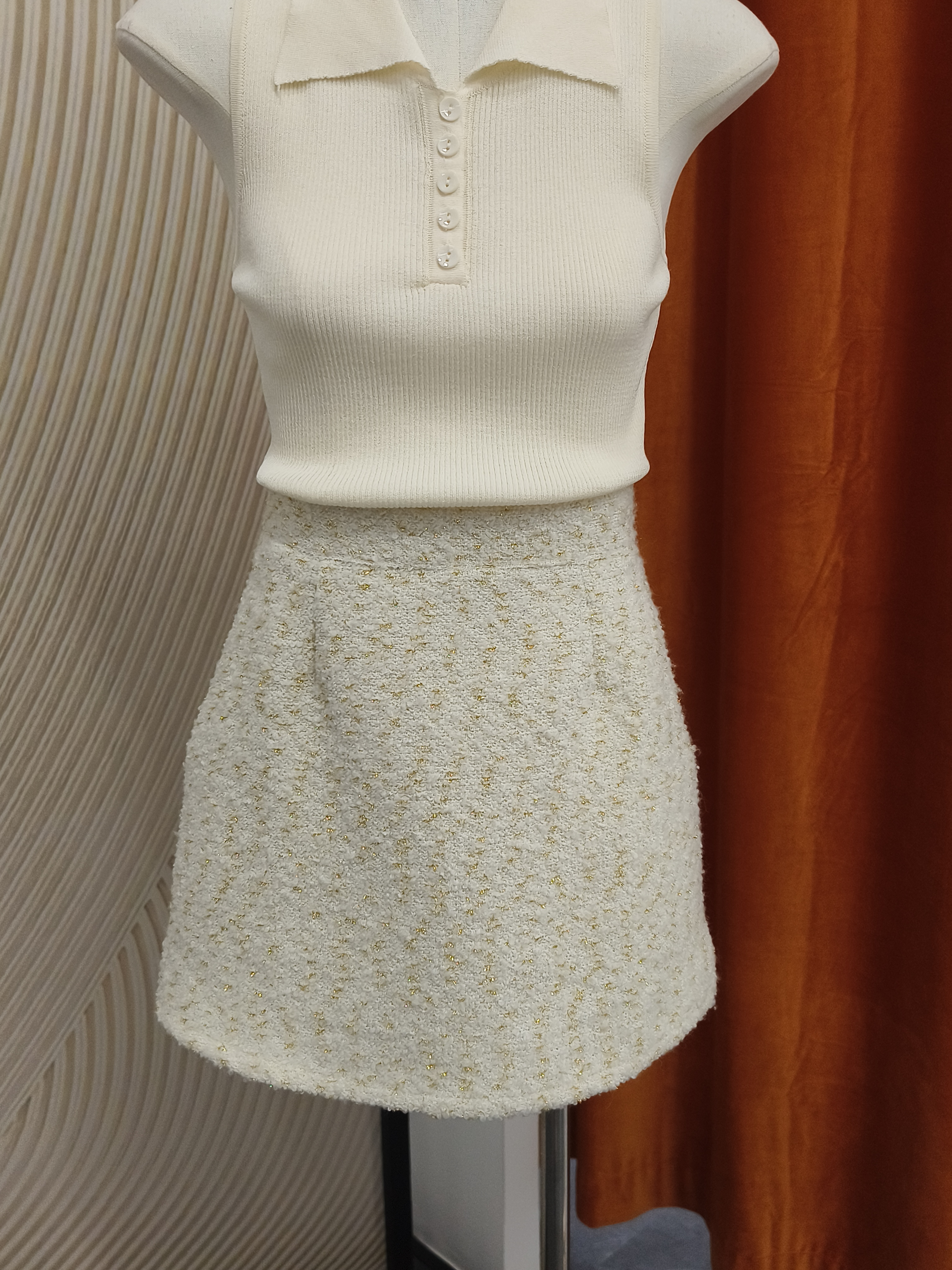 金丝毛呢短裙 Gold Tinsel Tweed Skirt