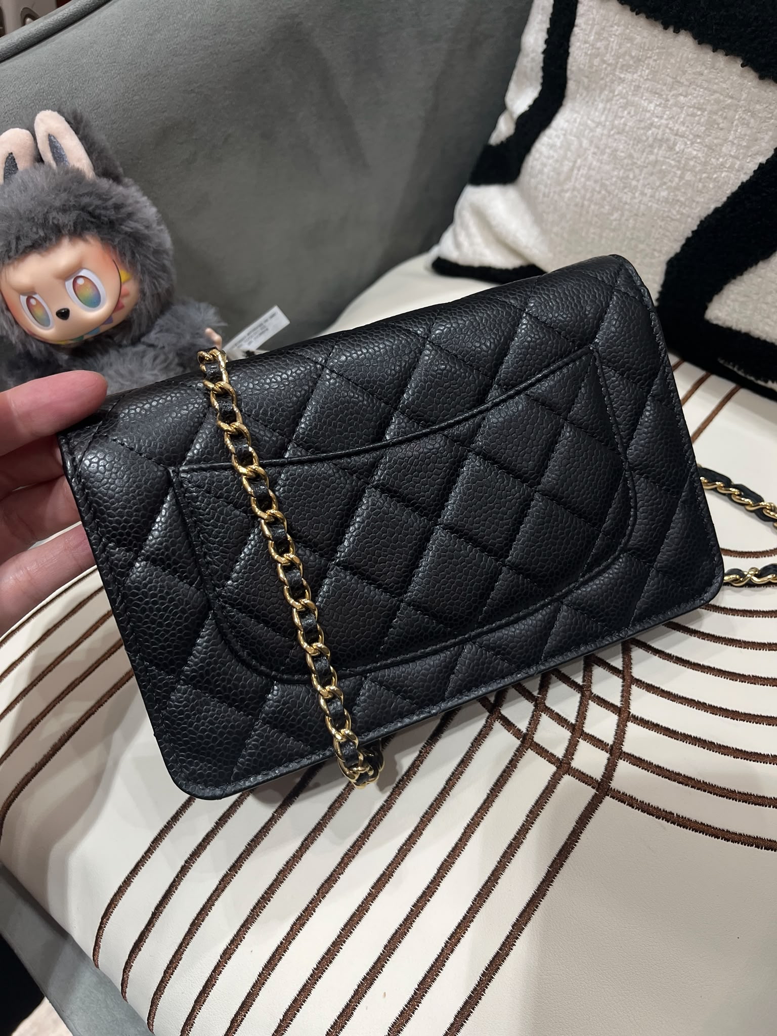 Chanel Wallet On Chain 黑色荔枝牛皮金鏈 100%Authentic, 99%New ✅晶片 ✅Dust bag ✅Box
