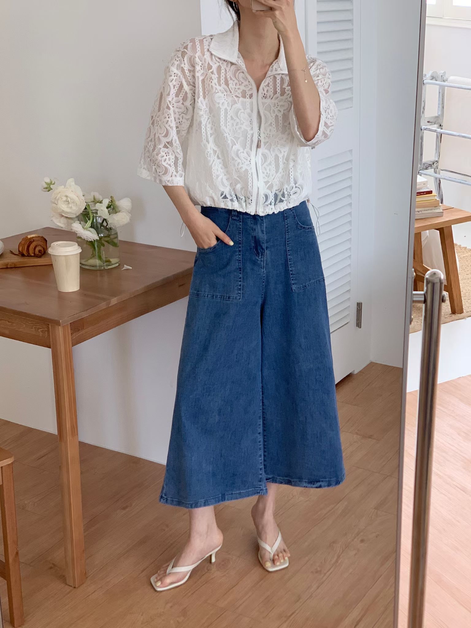 CT29 後橡筋腰半截A字裙褲