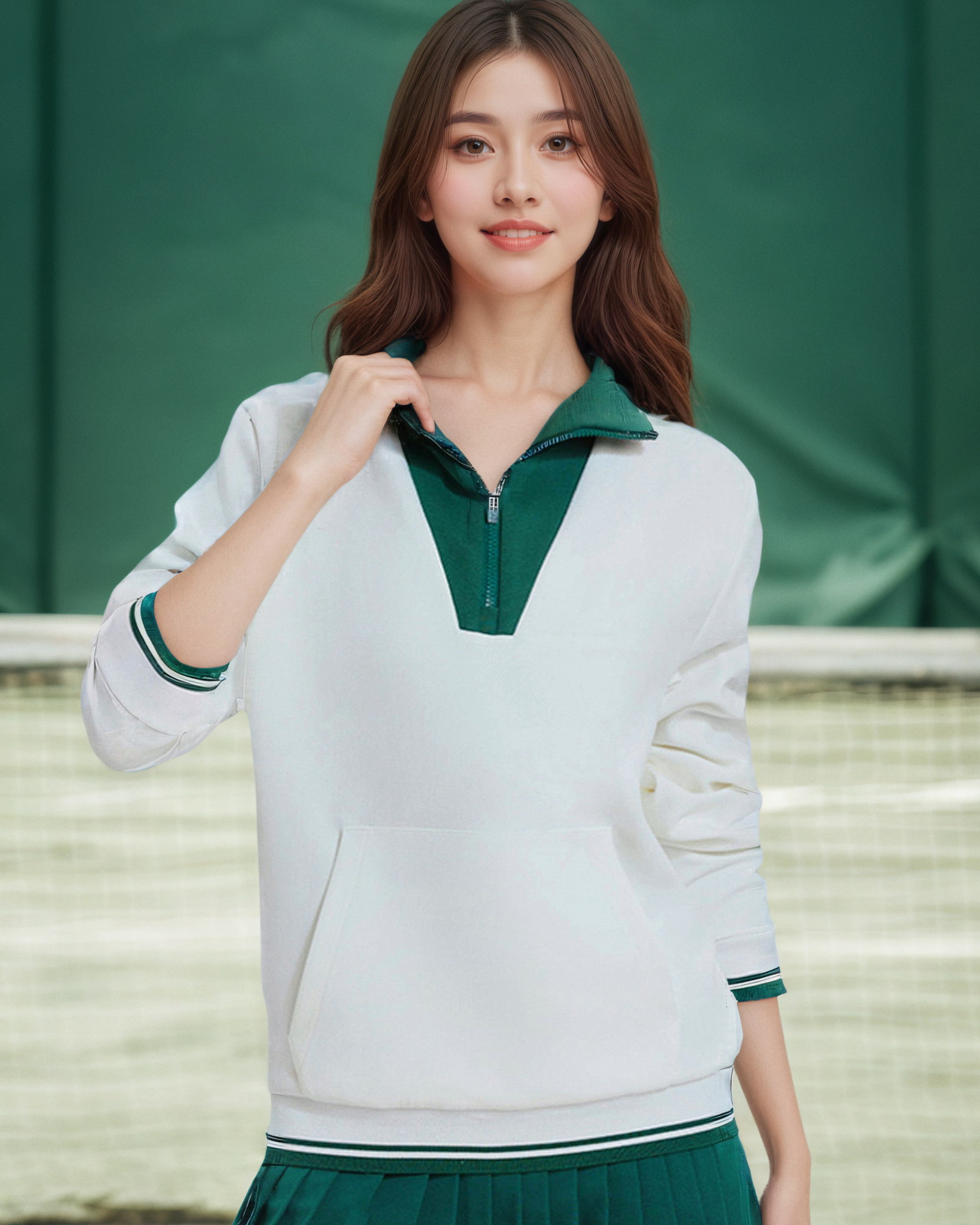 美式復古半拉鍊運動衛衣