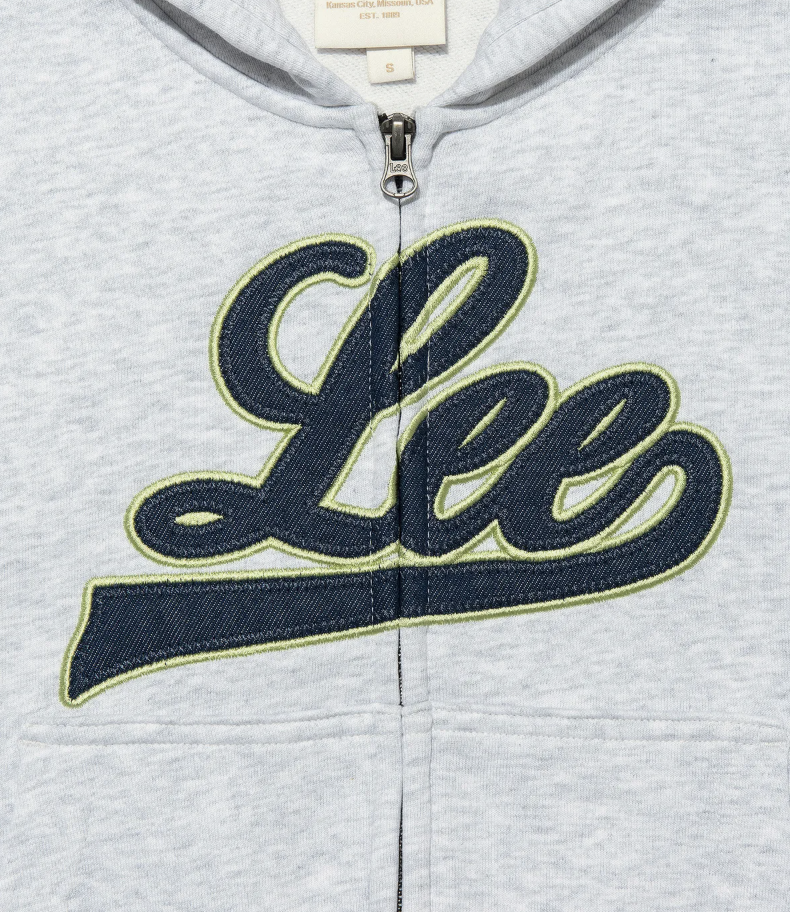 韓國版 LEE 淺灰色 短版連帽 衛衣外套