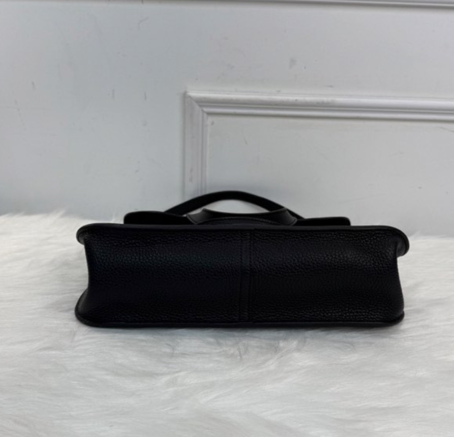 Hermes/愛馬仕 halzan31 哈喇子斜挎包 黑銀Togo皮 手提單肩包 經典低調 百搭通勤包包 A刻 