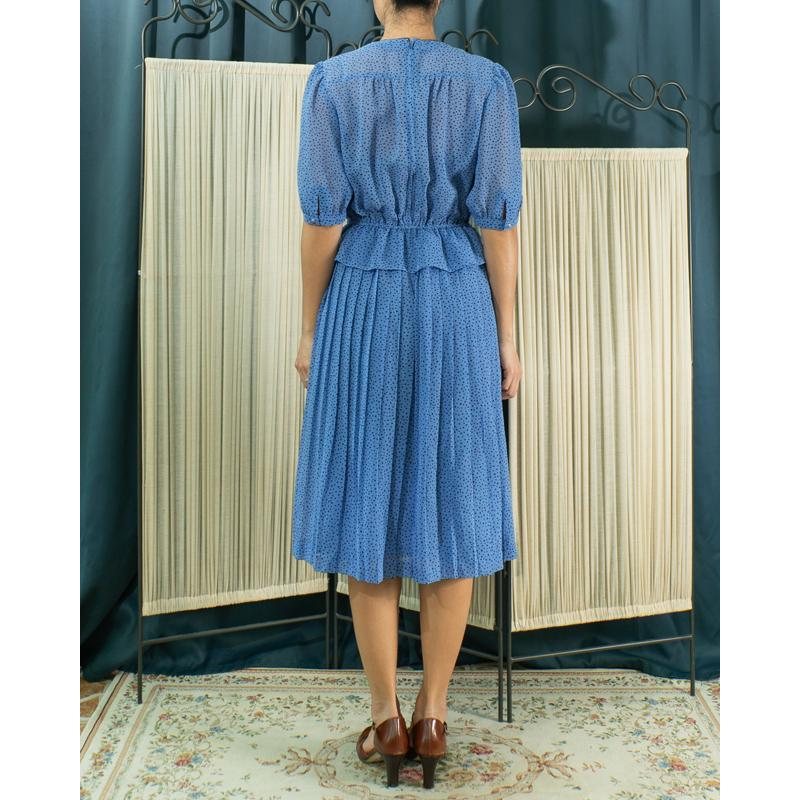 Vintage Polka Dot Faux Twin Pleated Summer Dress(MT1608-171)