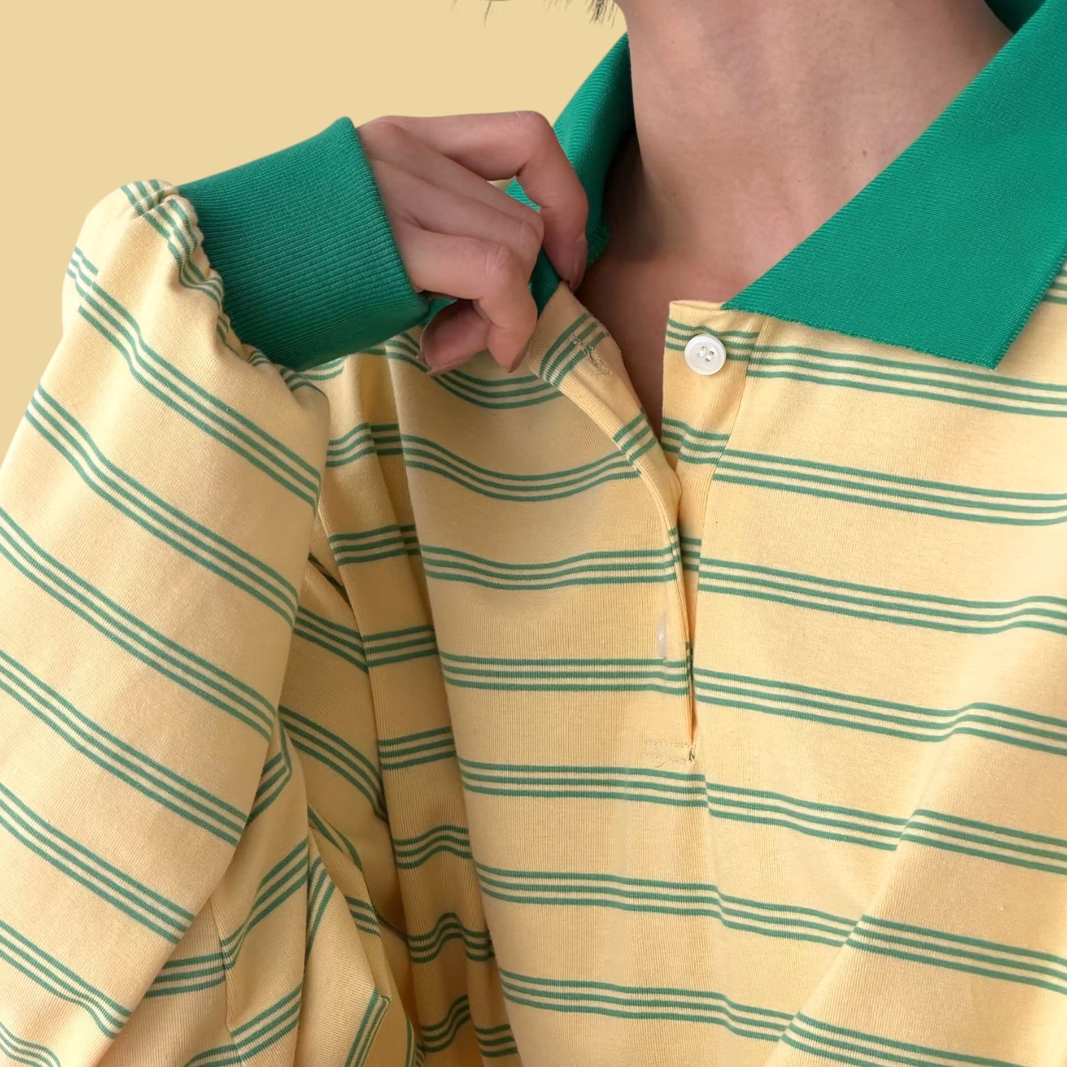 221549 撞色Polo長袖Tee